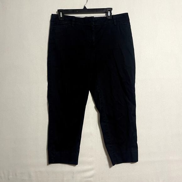 Talbots Perfect Crop Pants Black Mid Rise Slim Leg Cotton Trousers - Size 10p - Picture 2 of 10